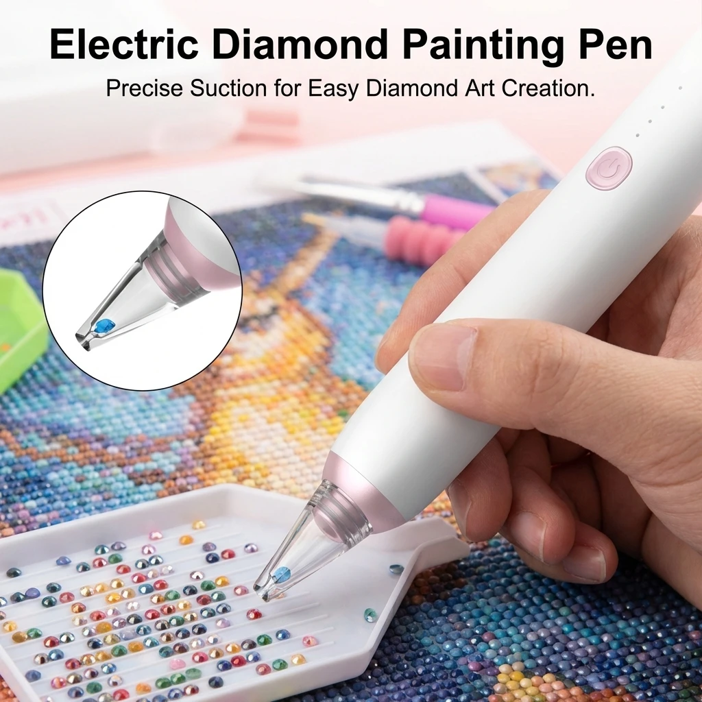 Electric Diamond-Painting Pen Tool With Strong Suction ABS Diamond Pointing Painting Assistance Tool For DIY Craft Enthusiasts