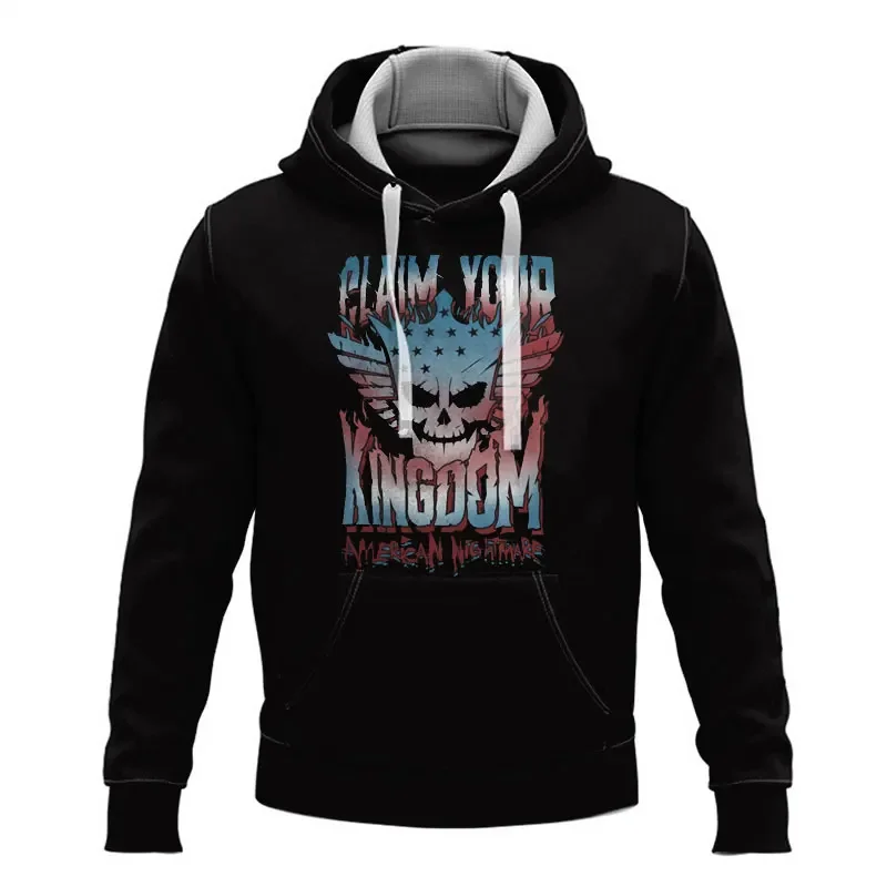 2025 الشتاء الرجال ثلاثية الأبعاد الطباعة المنافسة المصارعة الشهيرة كودي رودس سلسلة سميكة هوديي الشارع الترفيه سترة رياضية