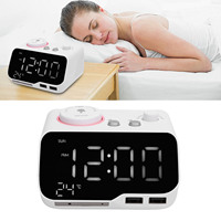 Double Alarm Clock Digital Dual Alarm Clock Bluetooth Speaker FM Radio Alarm Clock with LED Display for Temperature Day of Week