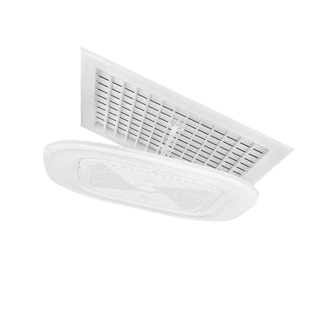 Air Conditioner Square Ceiling Vent Deflector Cover 40x40x5cm ABS White Central AC Baffle with Adjustable Louver Design