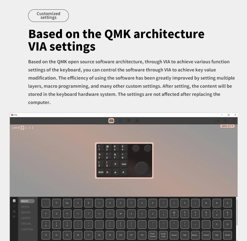 DOIO KB16-01 16Keys Mini Mechanical Keypad RGB Light Hot Swap Keyboard OLED Screen Ergonomics 3 Knob Aluminium Alloy Customize