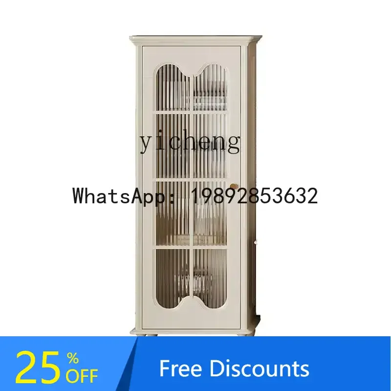 ABC  solid wood wine cabinet glass door TV cabinet next to the  room white modern simple
