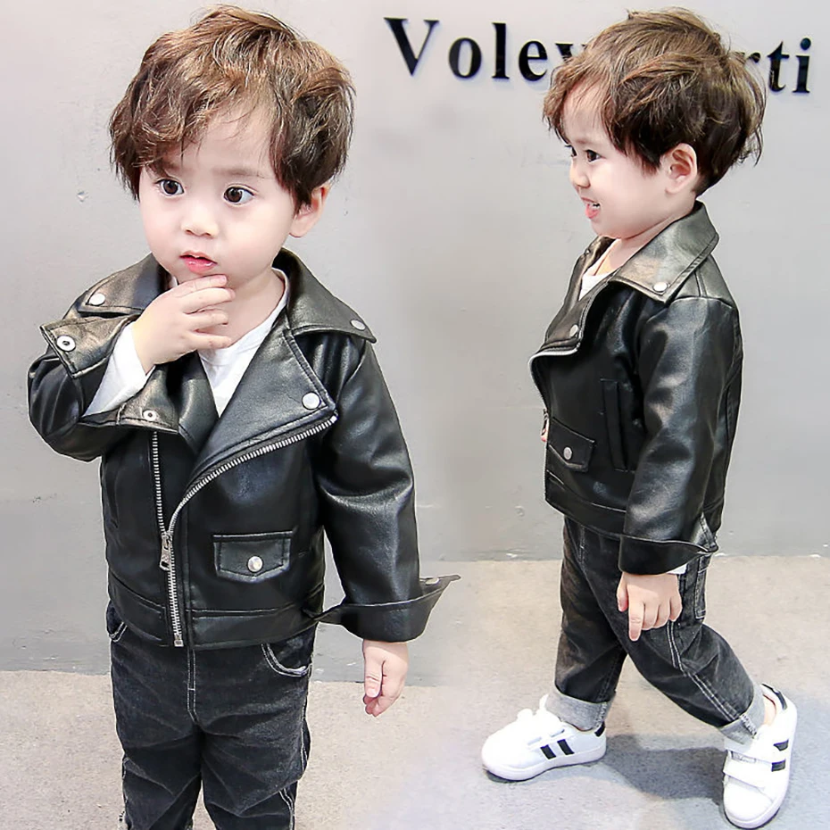 Boy Leather Jacket Solid Color Jacket Outerwear For BOy Girl High Quality Jacket Coat Kids Todler Baby Boy Girl CLothes