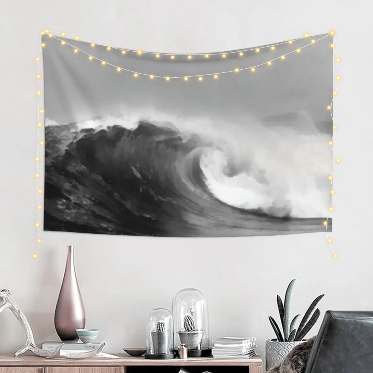 Black and White Acrylic Painting of Wave and Sky Tapestry Nordic Home Decor Bedroom Decoration Tapestry