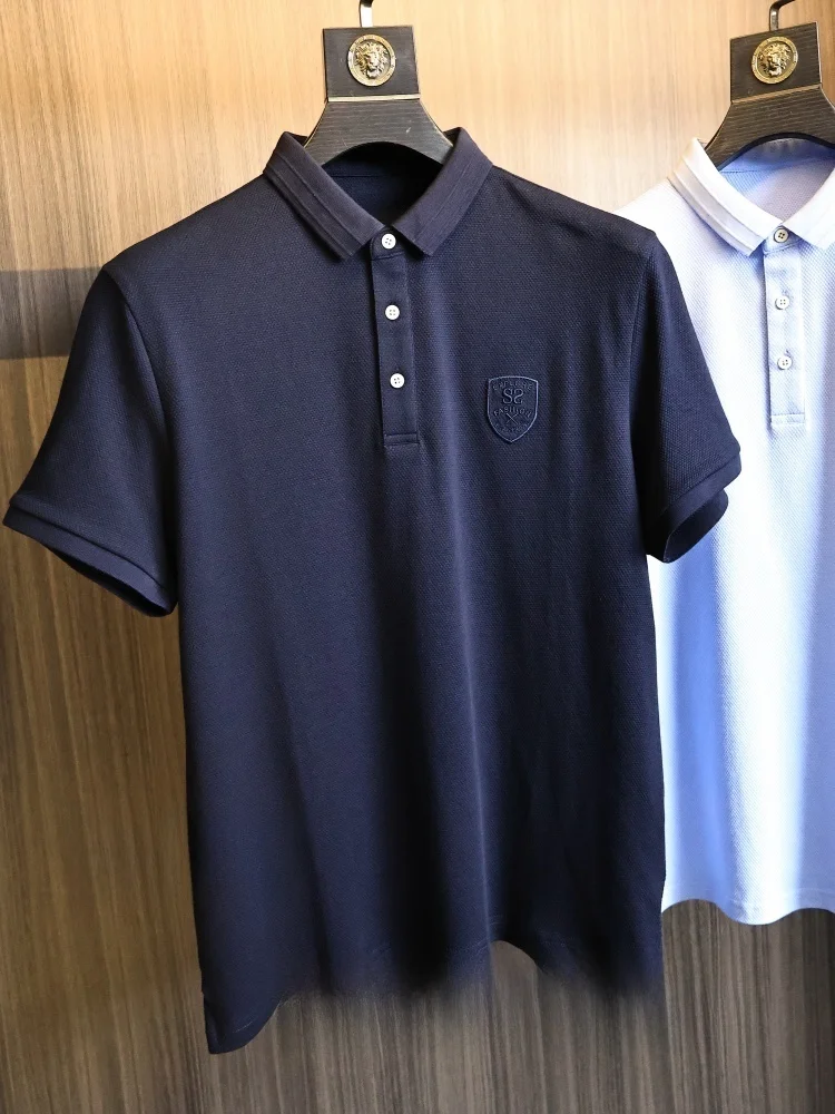 Non-Sticky Short Sleeve  Shirt for Men Breathable Lightweight Summer Fashion Urban Style Sweat-Wicking Flip-Collar Pique