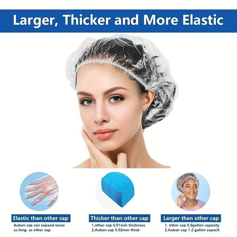 50/100pcs Disposable Shower Cap Elastic Plastic Wrap Food Non-woven Shower Cap Waterproof Shower Cap Kitchen Accessories