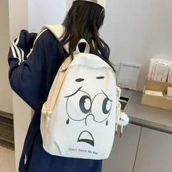 Crying bag emoticon backpack, campus middle school high bag, leisure waterproof reflective backpack