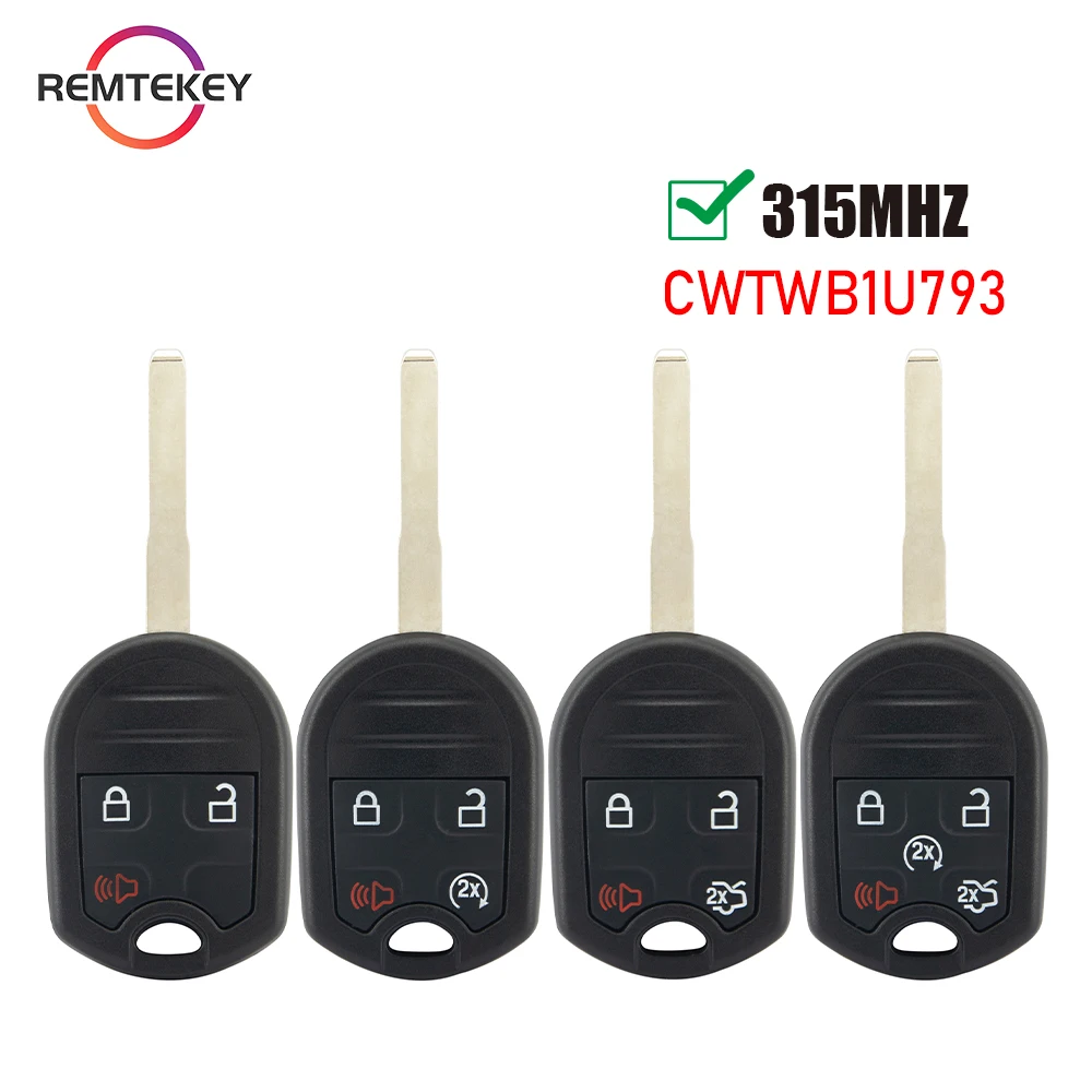 

REMTEKEY Remote Car Key Fob 3/4/5 Button 315MHz 4D63 80bit Chip HU101 Blade for Ford Fiesta Escape Focus C-Max Transit Connect