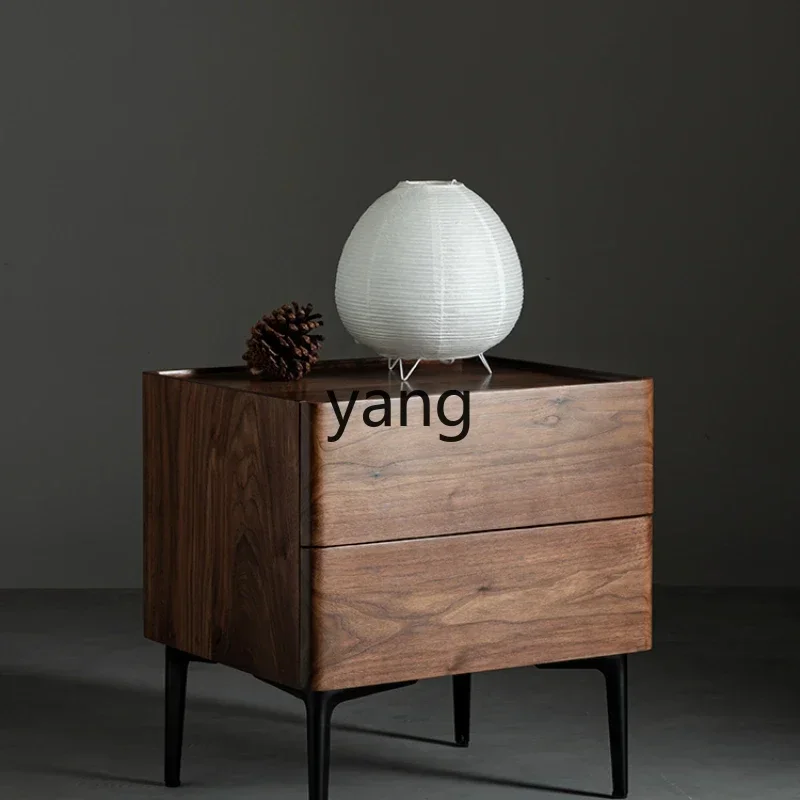 

yjq North American Black Walnut Bedside Table Simple Modern Bedroom Bedside Wabi Wind Solid Wood Drawer Storage Cabinet