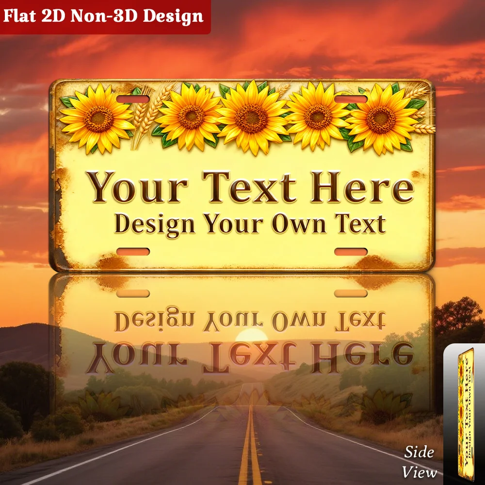 Customizable,Sunflower Your Text Here Metal Plate, Sunflower-Themed Custom Sign with Bright Design, Garden or Home Decor Element