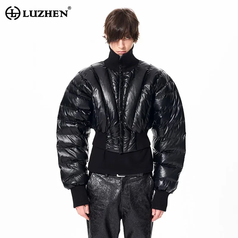LUZHEN 2025 Winter Personalized Embossed Elastic Waist Short Padded Bread Coat Men Fashion High Street Warm Parka Jacket JY5720