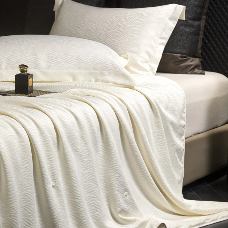 Premium Jacquard 100% Mulberry Silk Summer Quilt Cotton Cover Ultra Soft Smooth Breathable Cooling Blanket Bedding for Boy Girl