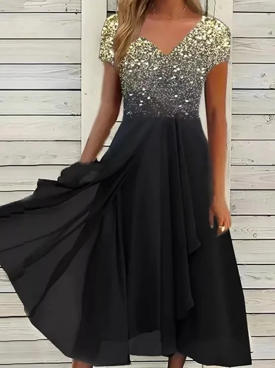 فستان نسائي شيفون أنيق مُزين بالدانتيل فستان طويل مقصوص فستان سهرة لوصيفة العروس Vestidos 2025 موضة النساء EVV8 #4