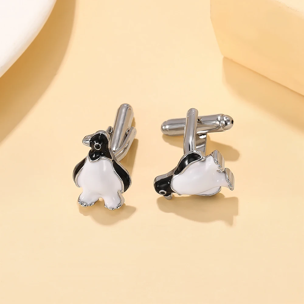 أزرار أكمام رجالي على شكل بطريق كرتوني مضحك، زر أكمام على شكل حيوان لطيف #2