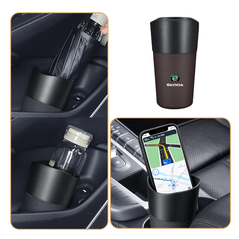 Car Trash Can Center Console Waterproof Garbage Storage Bucket For Skoda Octavia Rapid Kodiaq Superb Derivative Karoq Fabia Kami