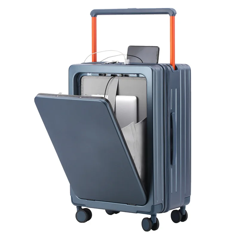 

Front opening wide tie rod multi-functional suitcase