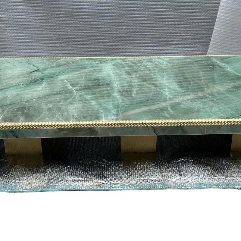 Classical Light Luxury Solid Wood Carving Circumference Marble Coffee Table