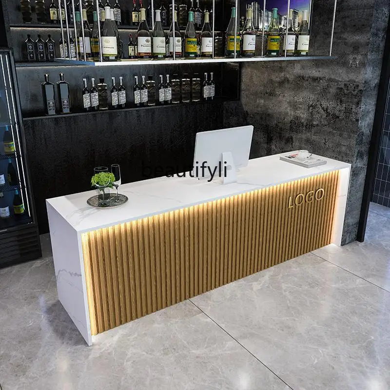 

Creative stainless steel beauty salon checkout page Small clothing store, simple company front desk