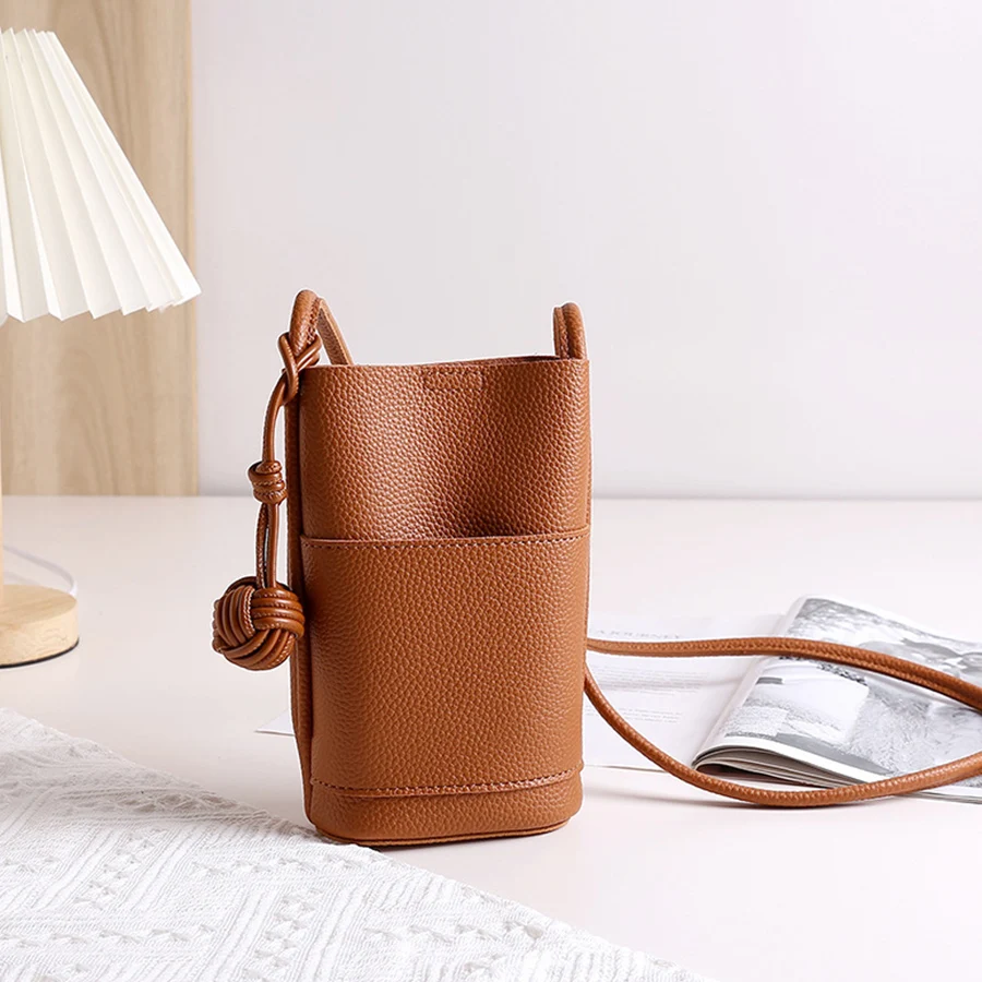 

Pu Leather Small Women Shoulder Crossbody Bag For Women/Men Handwoven Ball Phone Sling Bag Solid Color Mini Pouch Purse Handbags