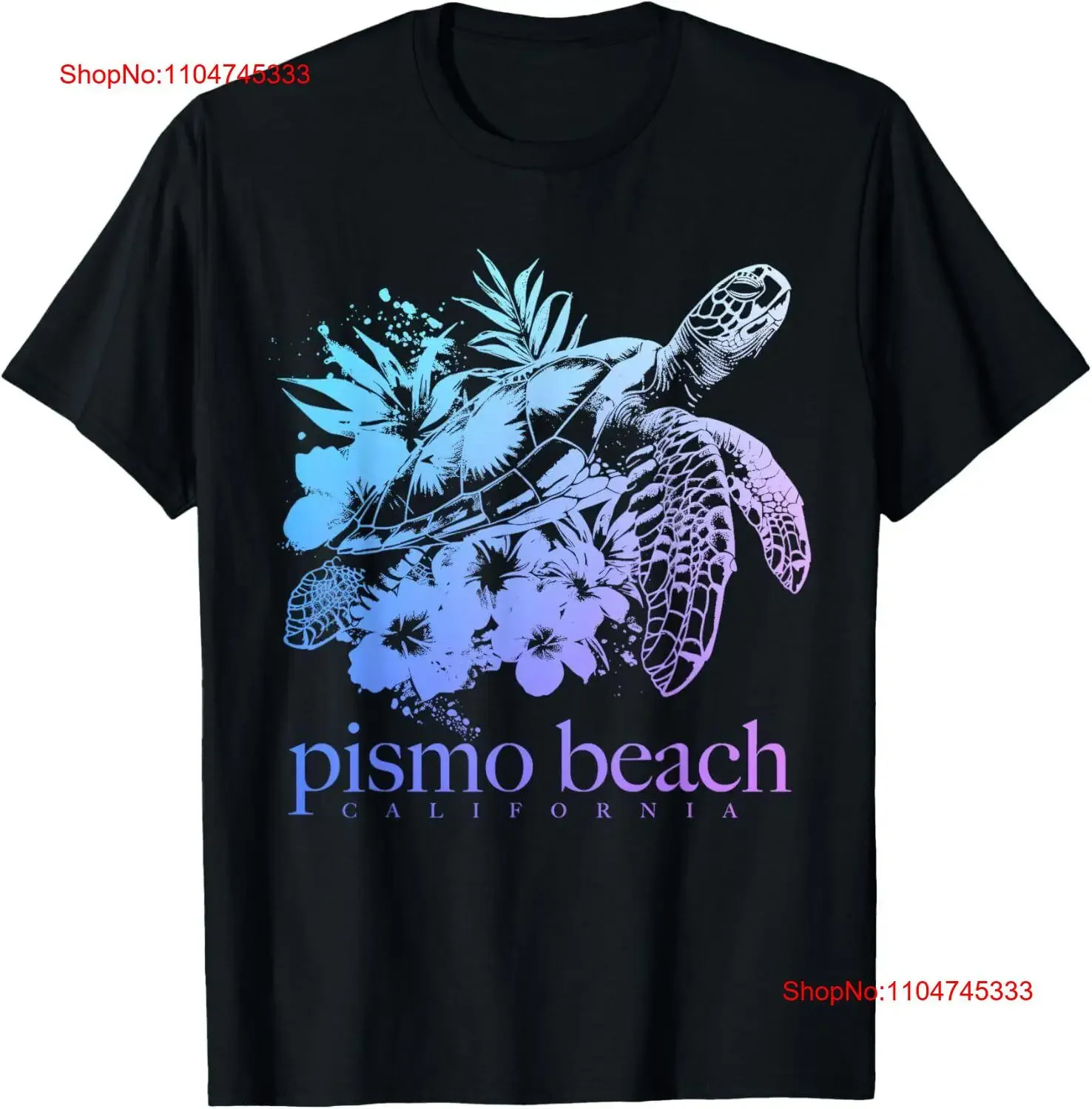 Pismo Beach California Sea Turtle Surfer Souvenir Camiseta vintage Lavado Moda versátil Ropa de diseñador cómoda Suave