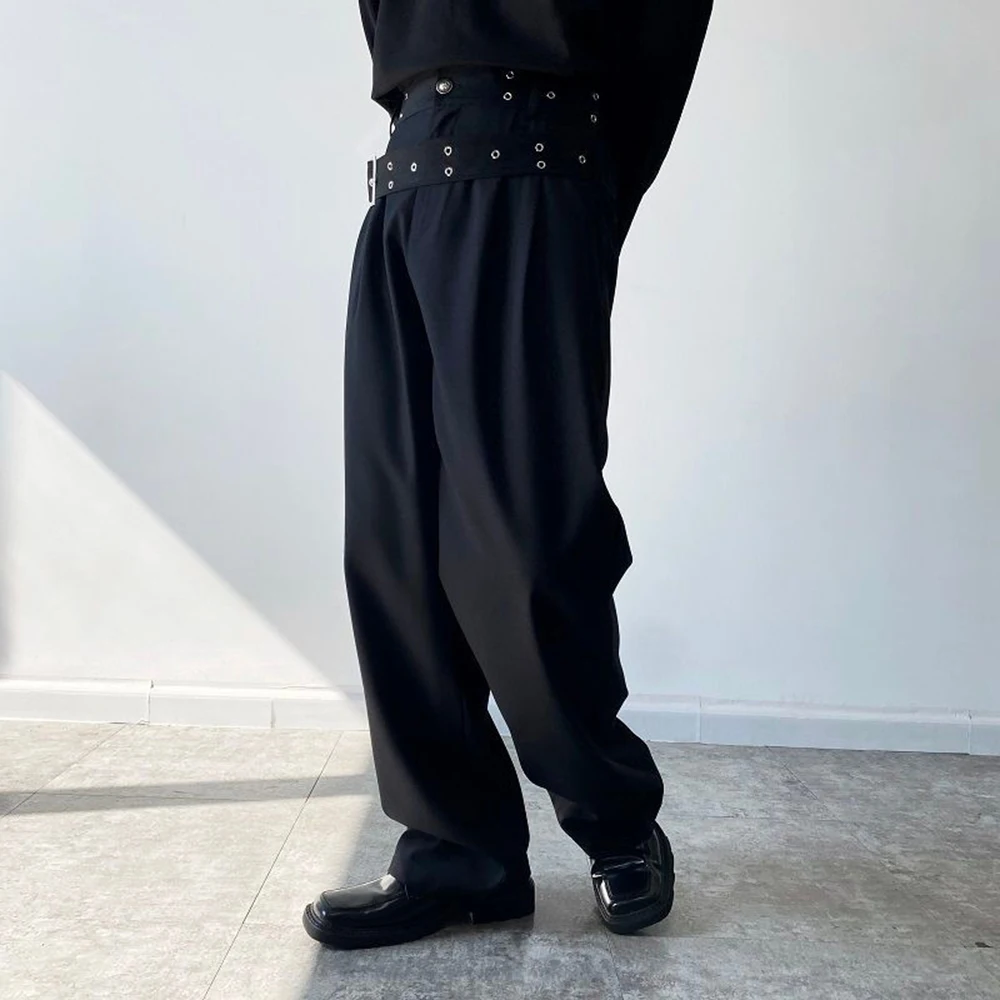 

Mens Plain Casual Designer Trousers Spring Streetwear Fashion Youth Soft Straight Leg Trousers 2026 New (Belt Not Included)