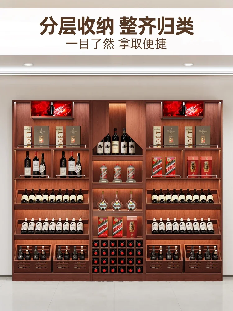 Customized wine shelf display cabinet shopping mall island cabinet placement table winery wine display stand booth