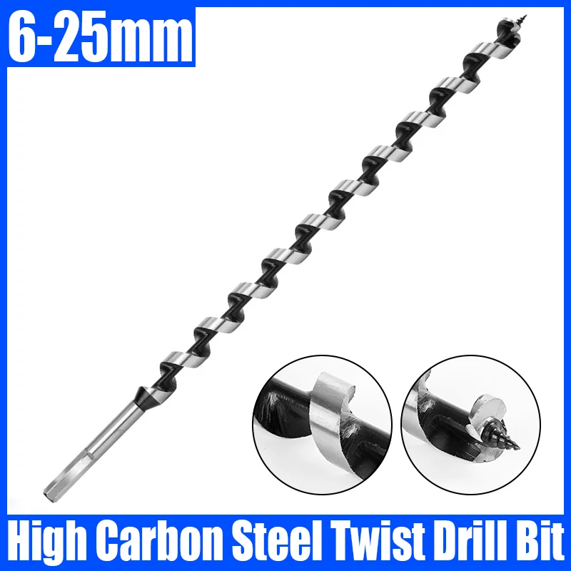 

1PCS 6-25mm High Carbon Steel Twist Drill Bit Hex Shank Woodworking Drill Bit For Wood Door Lock Reaming Woodworking Tool