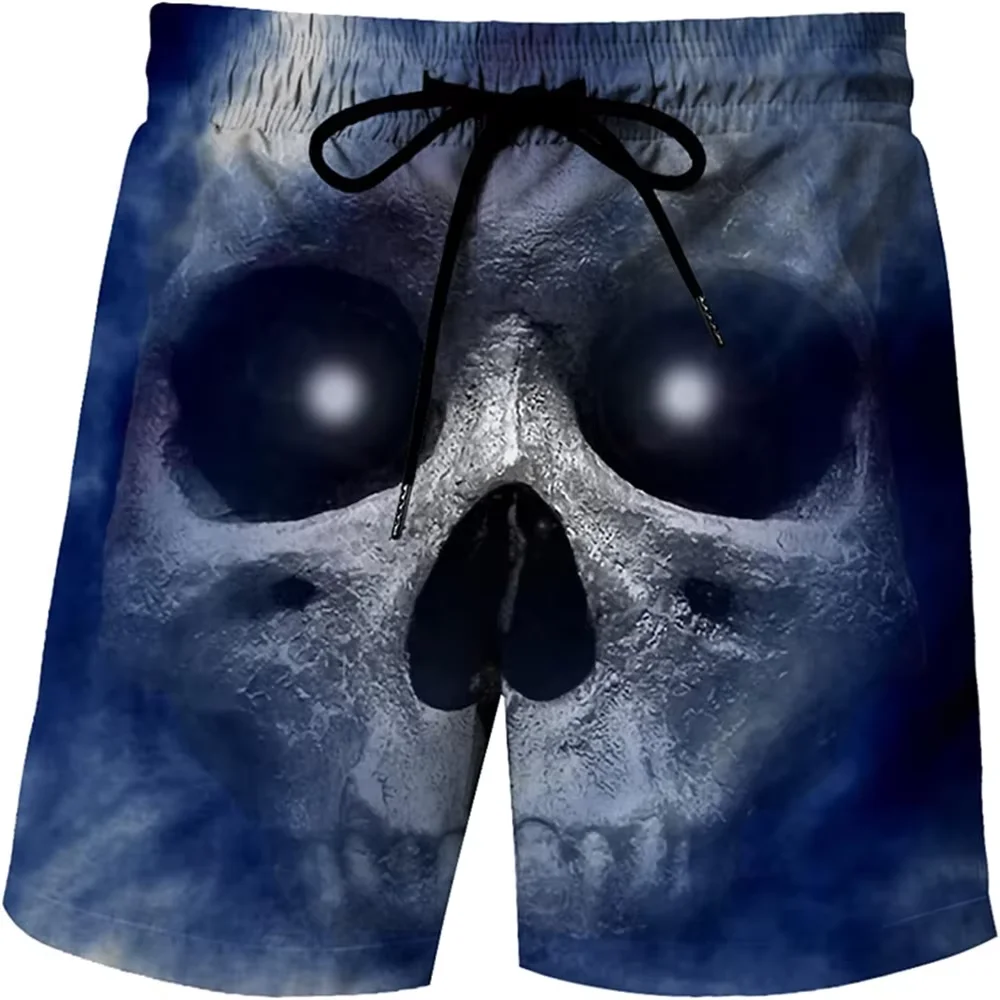 Skull Pattern 3D Print Beach Shorts Men Women Summer Swimming Trunks Oversized Surfing Board Shorts Swimwear Kids Men\'s Clothing