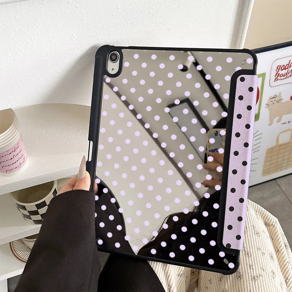 Simple Purple Black Polka Dots For iPad 11th A16 10 9 8 7 5 Pro 13 11 M5 M4 M3 M2 12.9'' Air  4 3 2 1 Mini 7 6 8.3'' Cover