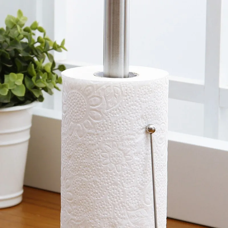 

A25I-Kitchen Towel Holder Stand Stainless Steel-No Drilling Required, Tabletop Paper Organizer Design