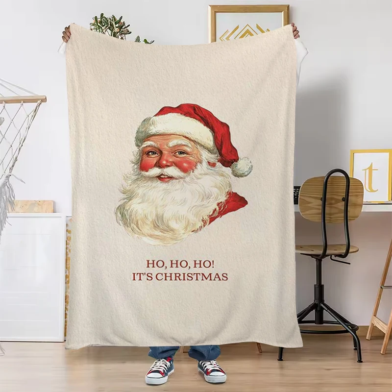 

Festive Santa Claus Children's Winter Blankets Wearing Blanket Character Soft Plaid With Print King Lid Throws for Lounge Office