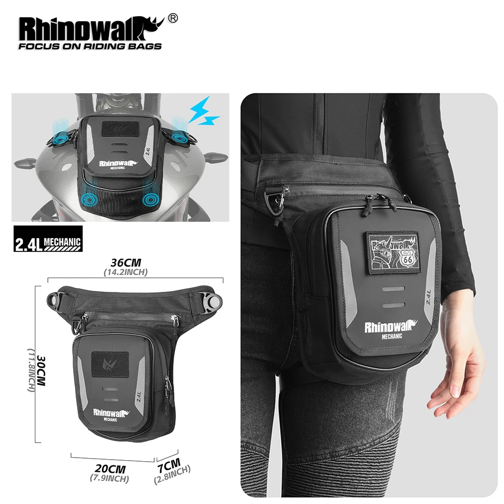 Rhinowalk Motorcycle Magnetic Tank Bag 2.4L Multi-Purpose Leg Bag With Rain Cover Mobile Phone Pocket Motorcycle Accessories