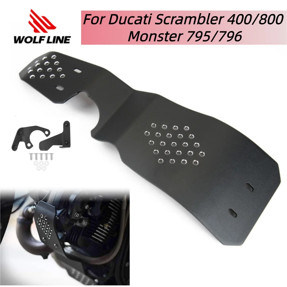 

Wolfline Motorcycle Skid Plate Engine Protector Guard for Ducati Scrambler 400 800 Monster 796 795 Cafe Racer Street Classic