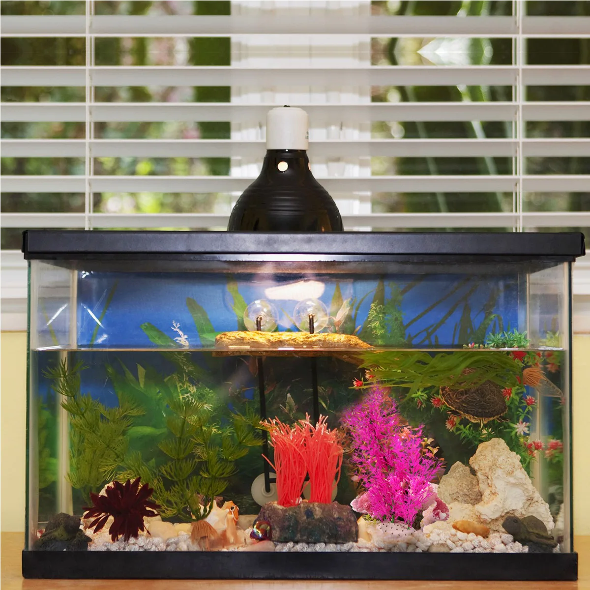 

1pc Artificial Aquatic Plants Aquarium Fish Tank Decorations Plastic Ceramic Base Vivid Color Purple White Lifelike Water Plant