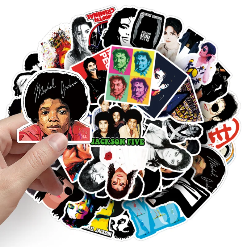 51Pcs Michael Jackson Sticker Pack Graffiti King of Pop Waterproof Decals for Laptop Fridge Suitcase Car Skateboard Guitar Decor