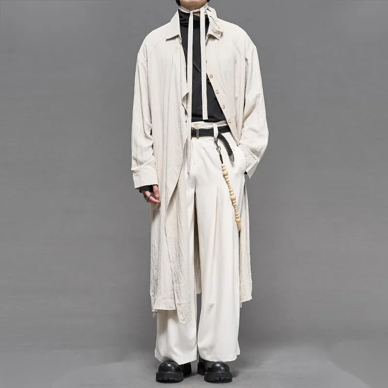 WVGA Spring Autumn New Man Tide Darkwear Irregular Yamamoto Mid-Length Trench Coat Niche Chic Casual Long Sleeved Jackets W14074