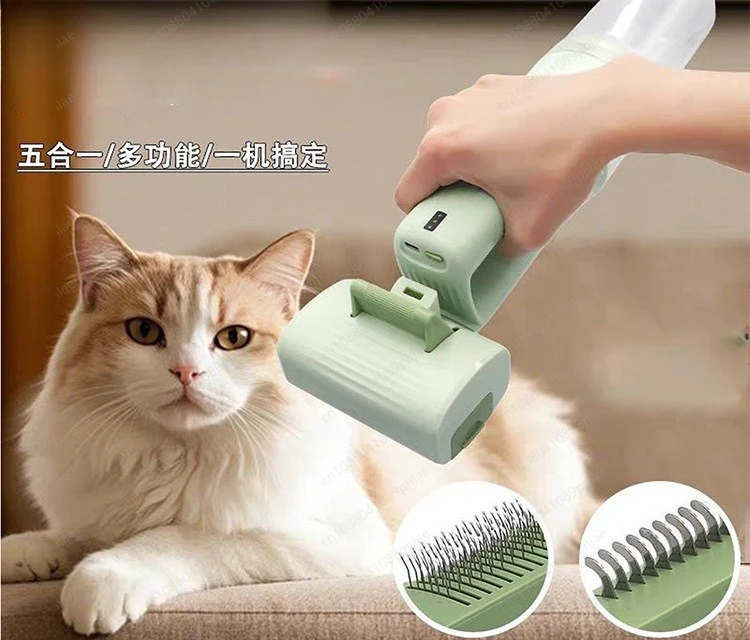Portable Pet Grooming Vacuum: Custom 2-in-1 Brush Suction Hair Removal Cleaner
