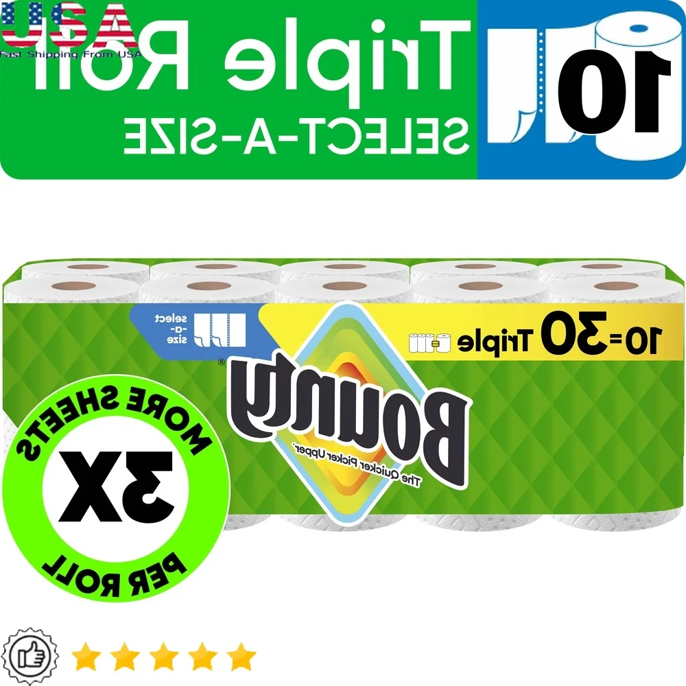 

Select-A-Size Paper Towels 10 Triple Rolls Highly Absorbent Durable Diamond Texture Quick Cleanup Perforated Sheets Ideal