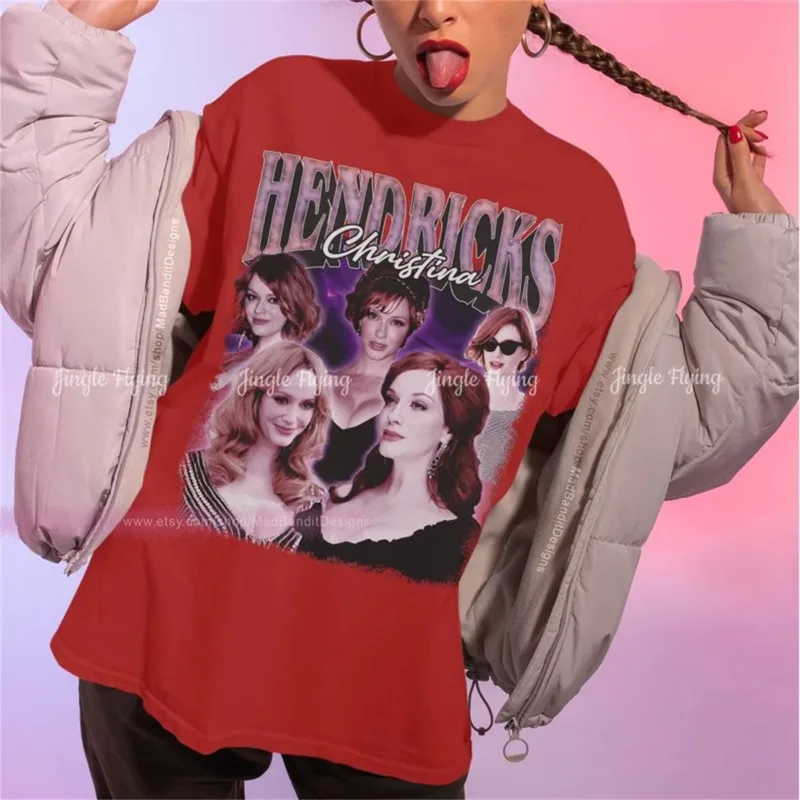 Camiseta Christina Hendricks, camiseta con diseño de póster de Rock retro, camiseta con estilo rockero