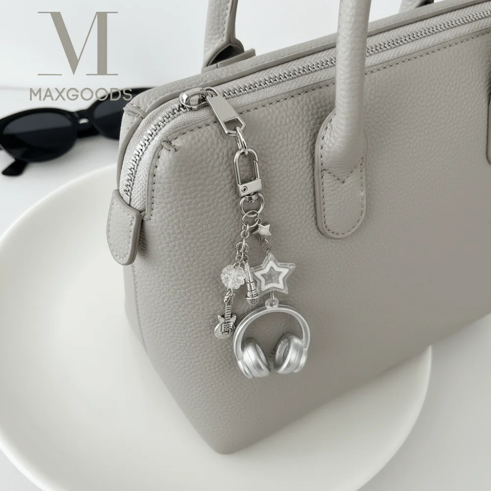 Star Guitar Microphone Pendant Glitter Earphone-shaped Keychain Bag Decor Bag Hanging Gifts Phone Chain Lanyard Y2K