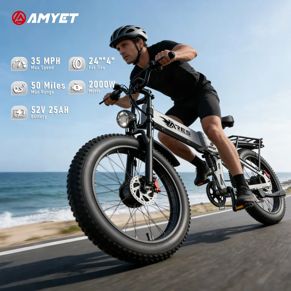 Electric Bike 2000W 52V 25AH AWD Dual Motor 24" Fat Tire Folding ebike New image 2