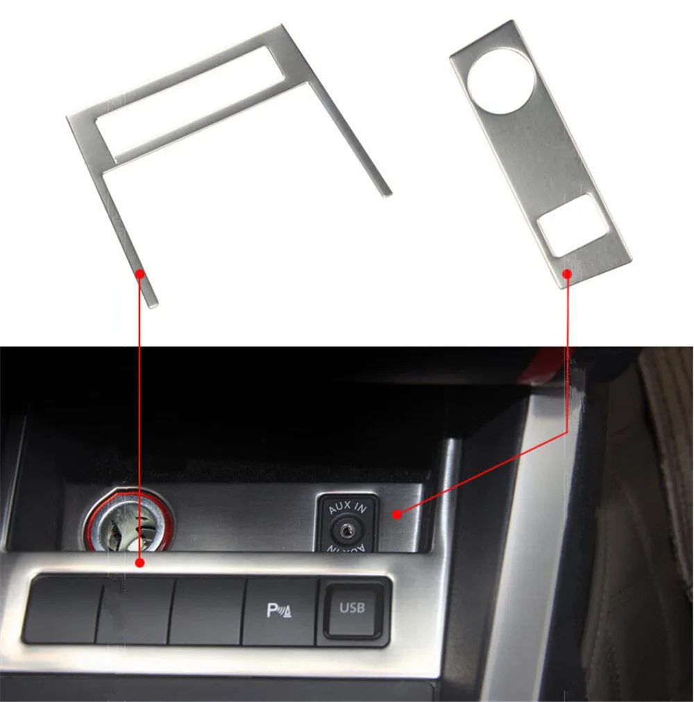 2pcs New High Quality Stainless Steel Cigarette lighter Sequins USB Panel Decoration Cover For Volkswagen Jetta MK6 Car Styling