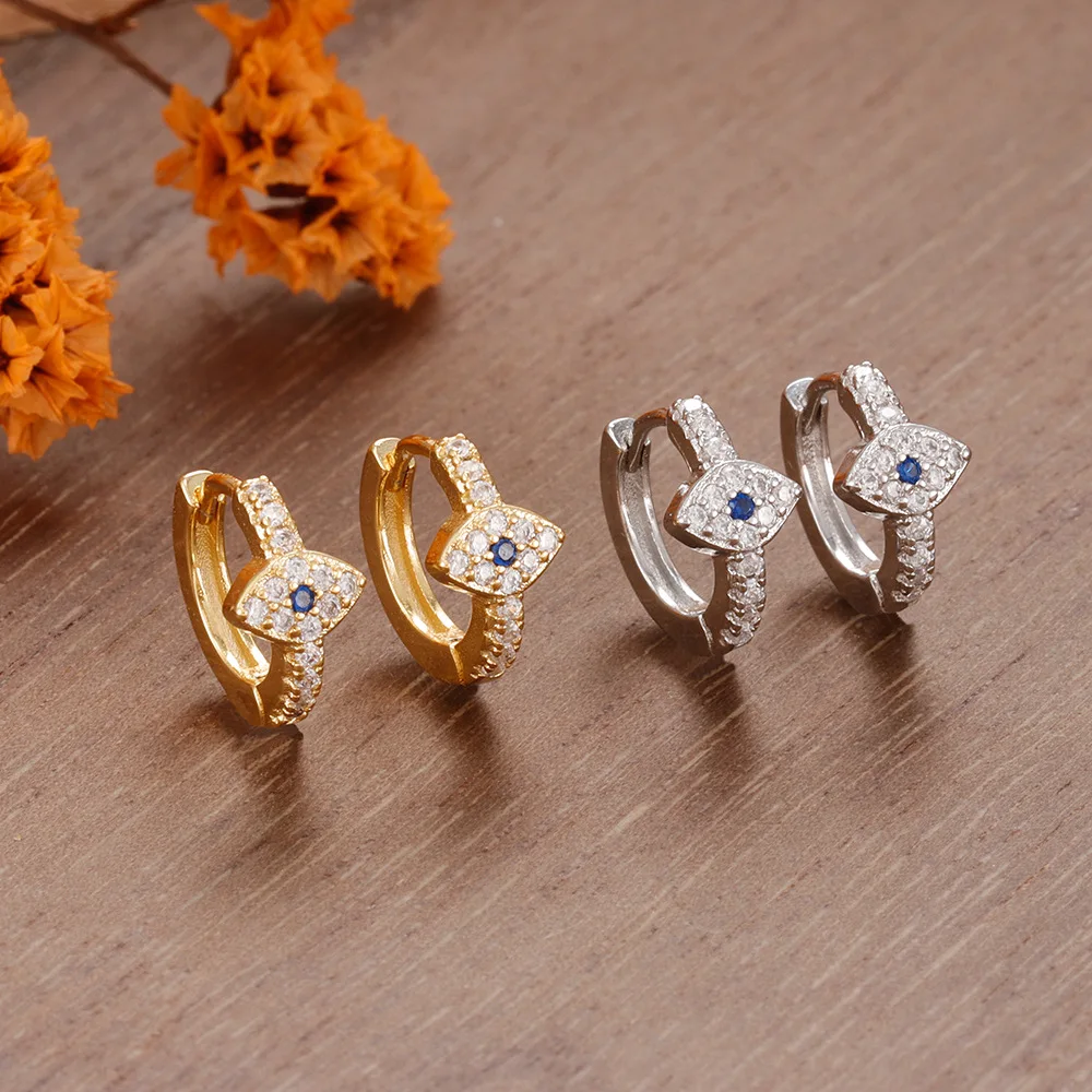 European and American Cold Wind Devil's Eye Ear Buckle Fashion Diamond Set Personalized Light Luxury Design Earrings view 2