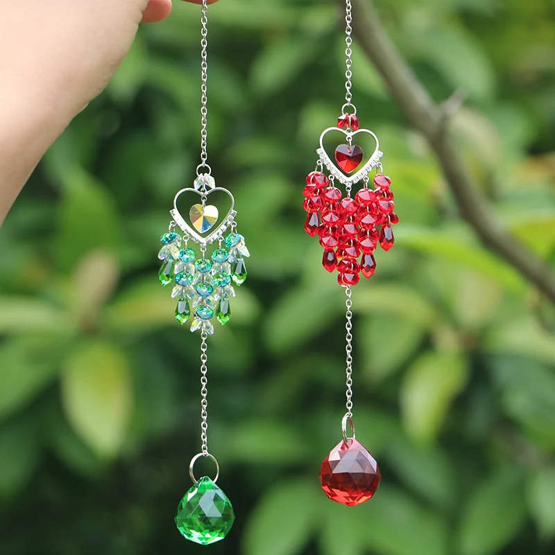 1PCS Hanging Heart Suncatcher Prism Pendant for Home Office Garden Decoration Rainbow Maker Window Pendant