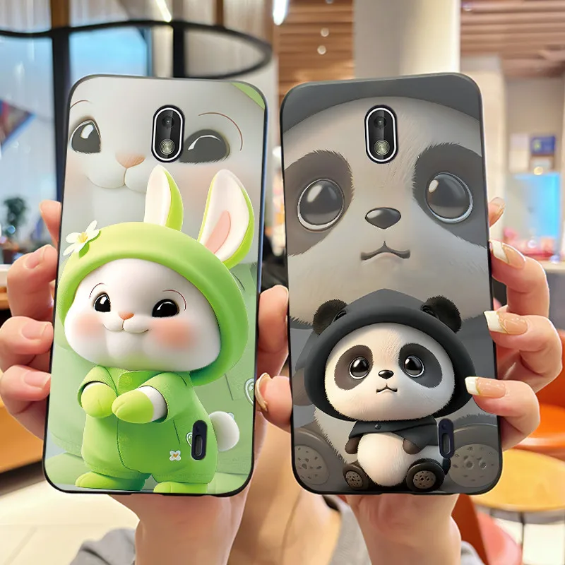 Funda negra para Nokia 1 INS, funda trasera suave antiarañazos para Nokia 1 Plus, funda protectora de gel a prueba de golpes, patrón de panda de dibujos animados