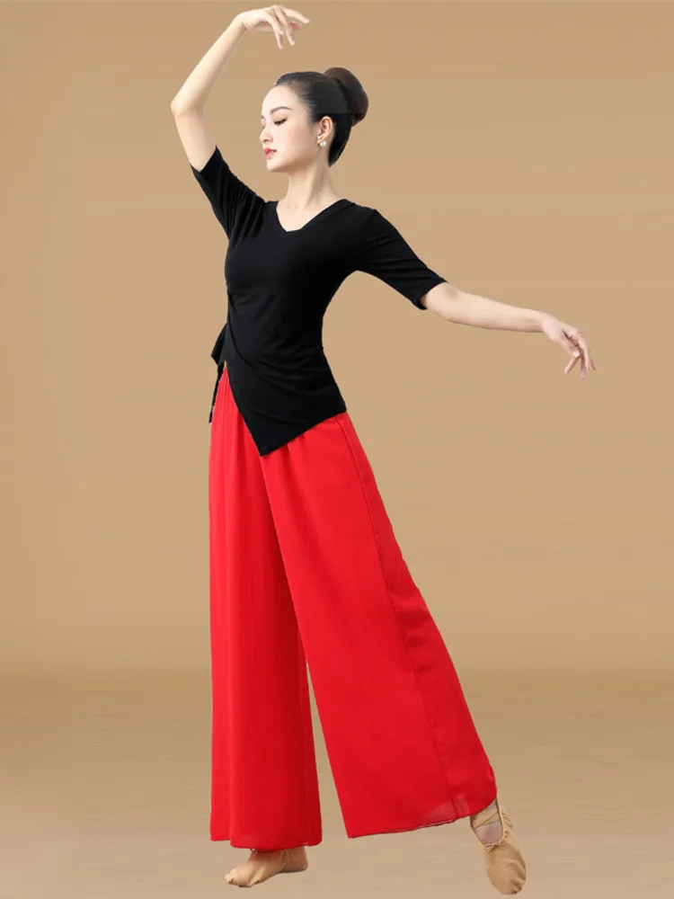 Solid Color Latin Dance Practice 2pcs Set Costume Women Competition Classical Drawstring Tops Belly Wear Ballroom Chiffon Skirt