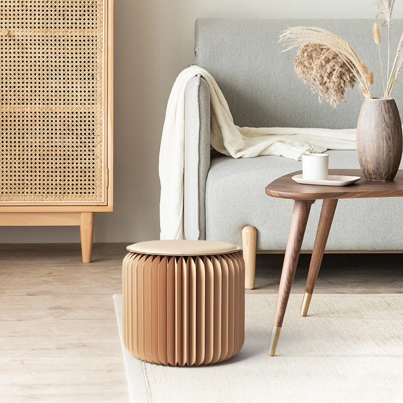 

Folding creative fashion household round stool low coffee table dining living room small bench hospitality storage stool