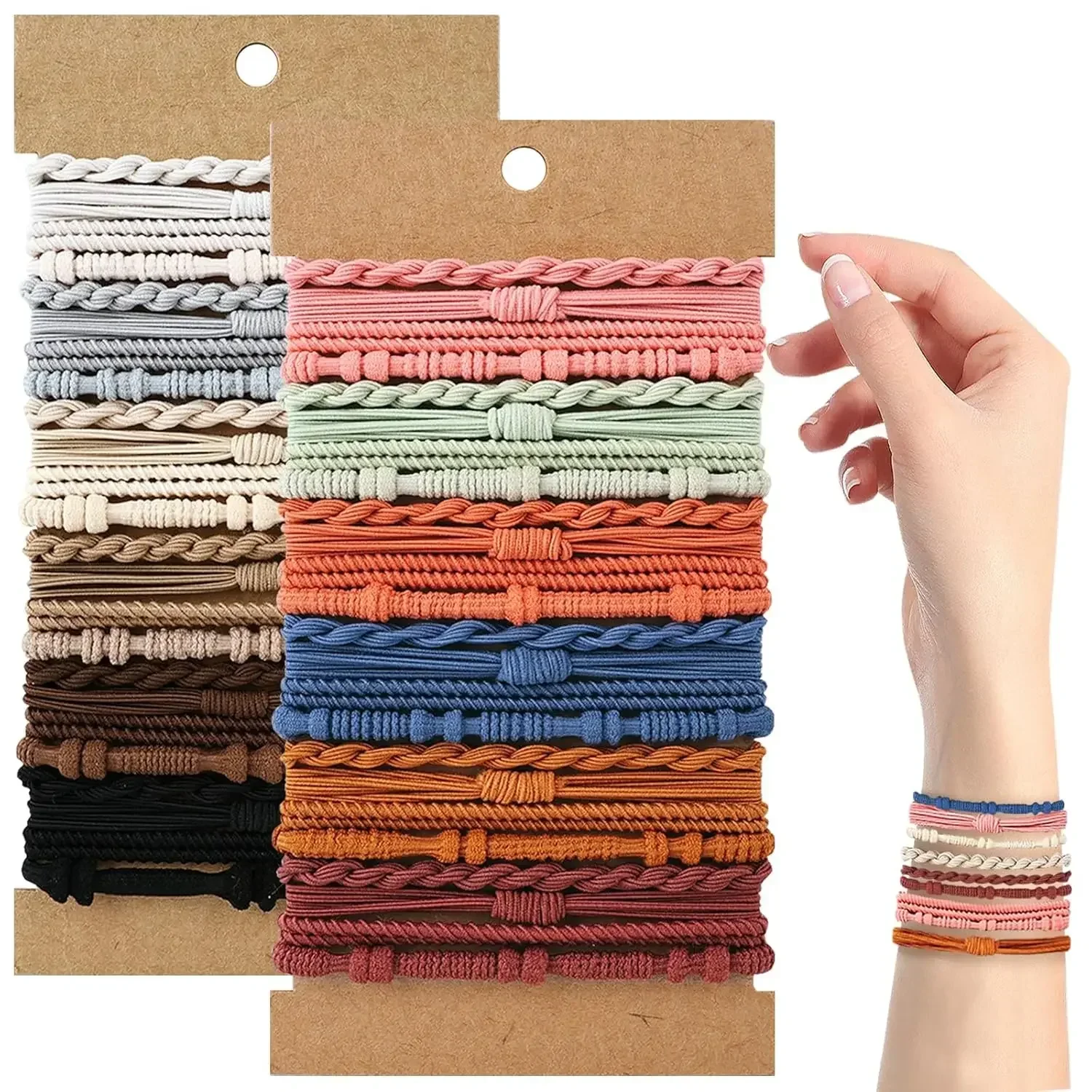 

48 PCS Boho Hair Ties, Elastic Hair Tie Bracelets for Women, Cute Hair Ties No Damage, Ponytail