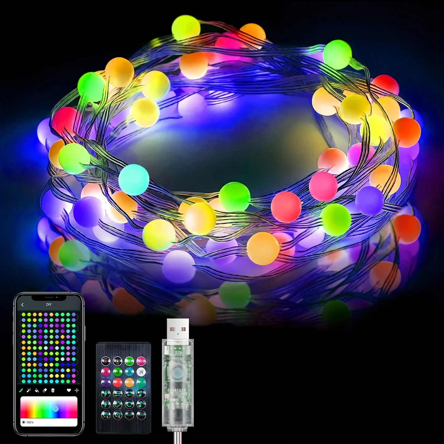 

Smart Fairy Lights String Lights Indoor With Remote&APP Control DIY Music Sync For Bedroom Garden Christmas Valentine's Decor