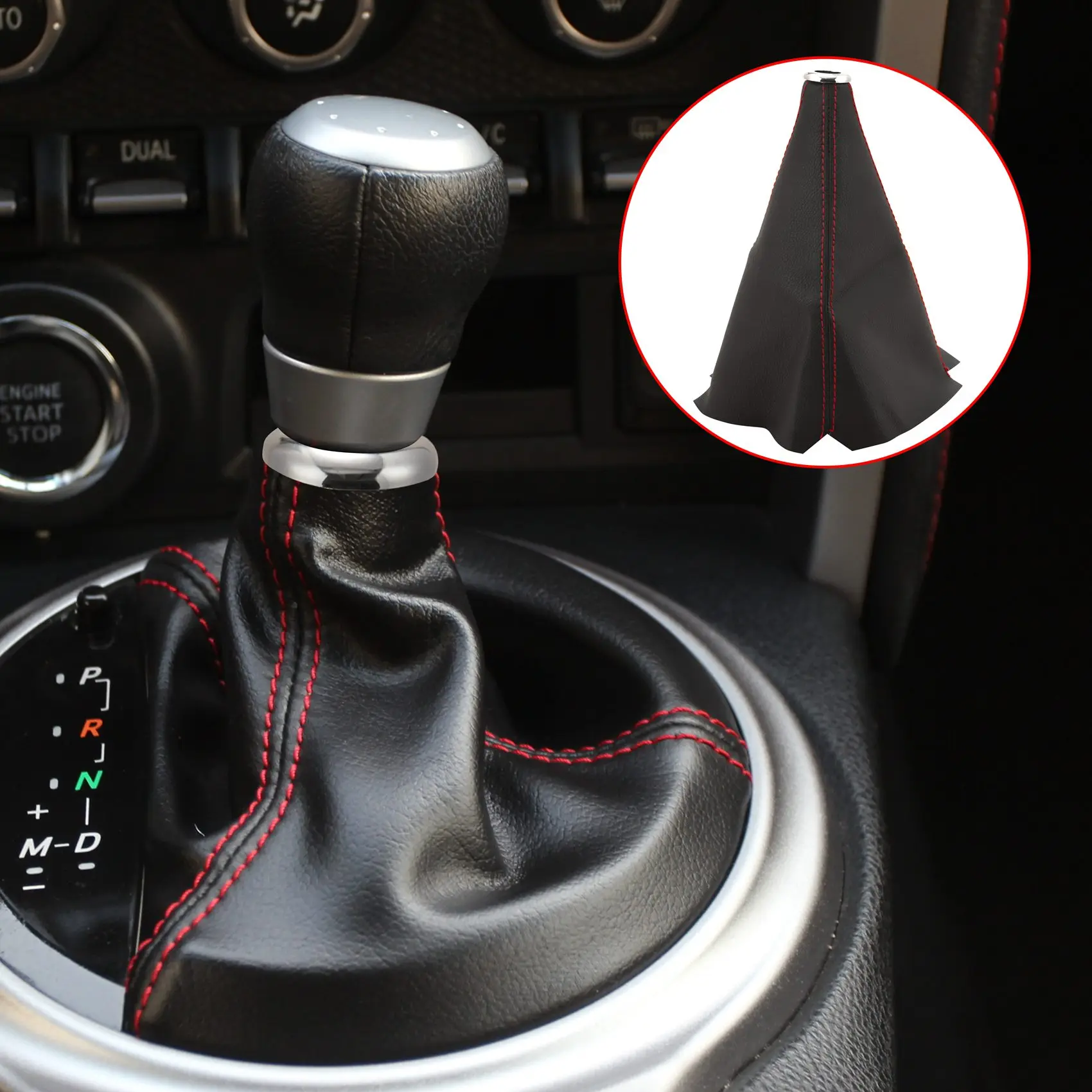 AT77 Universal Auto Manual เกียร์ Shift Knob Boot ฝุ่นเกียร์ Gaiter Cover เกียร์ Shifter Boot Shift Knob Gaiter Boot